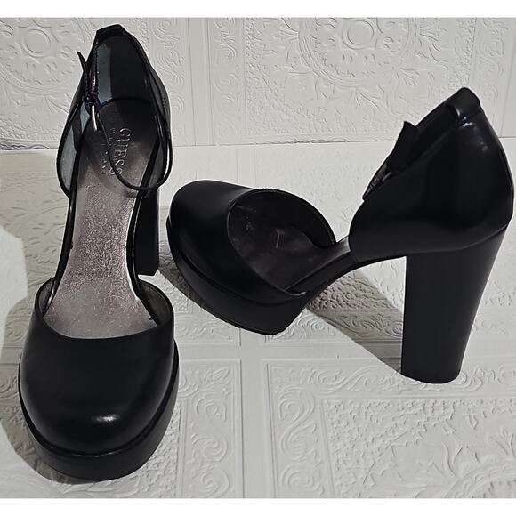 Guess Closed Toe Platform Pumps Womens 8.5 Black Y2K Ankle Strap - Picture 14 of 16